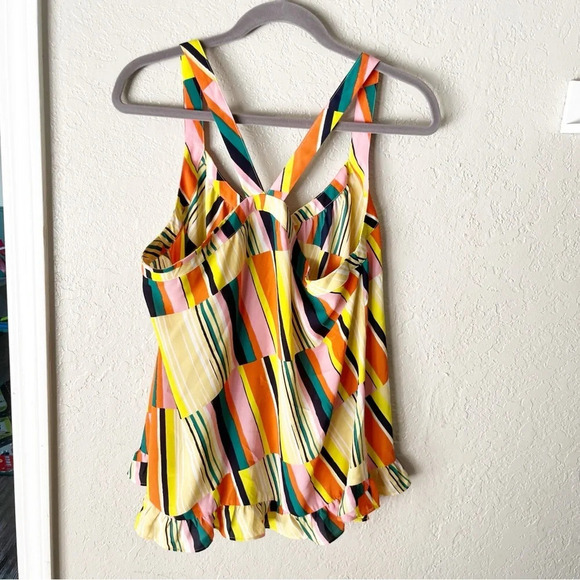 CAbi Tank Top Women's Large Skip Colorful Stripe Flounce Hem Summer Rainbow 5979 - Picture 2 of 8